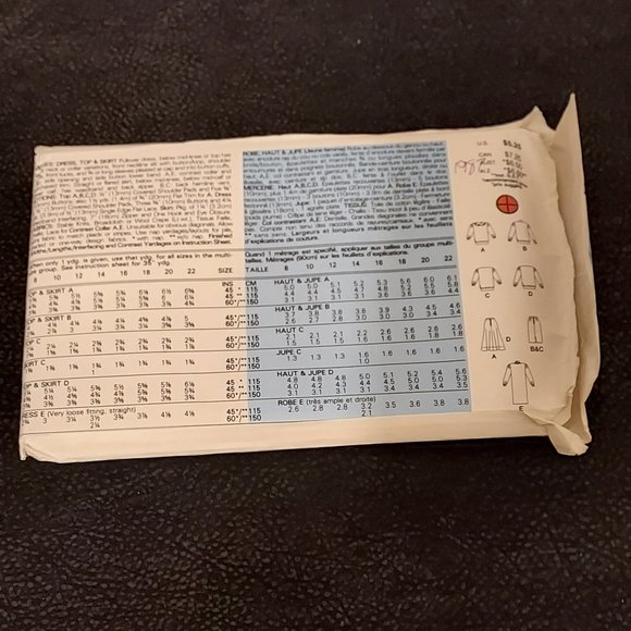 VINTAGE BUTTERICK CLASSIC 5 DRESS PATTERNS.  1987 #5769 SIZE 18 TAILLE - Picture 5 of 5